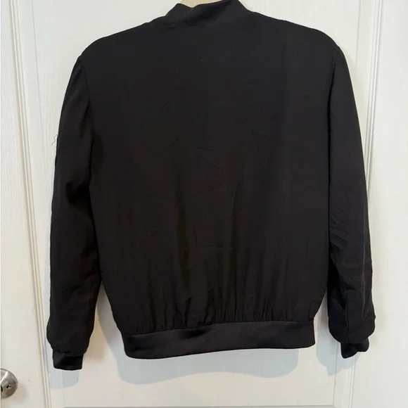 Zara Women's Black Bomber Jacket with Silver Accents - Picture 3 of 4